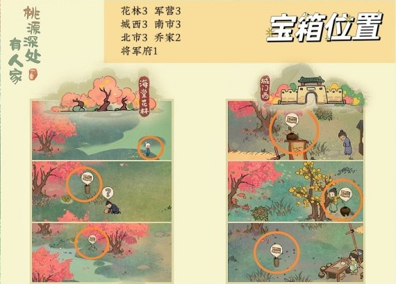 腾讯手游桃源深处有人家南有乔木挖宝攻略位置图
